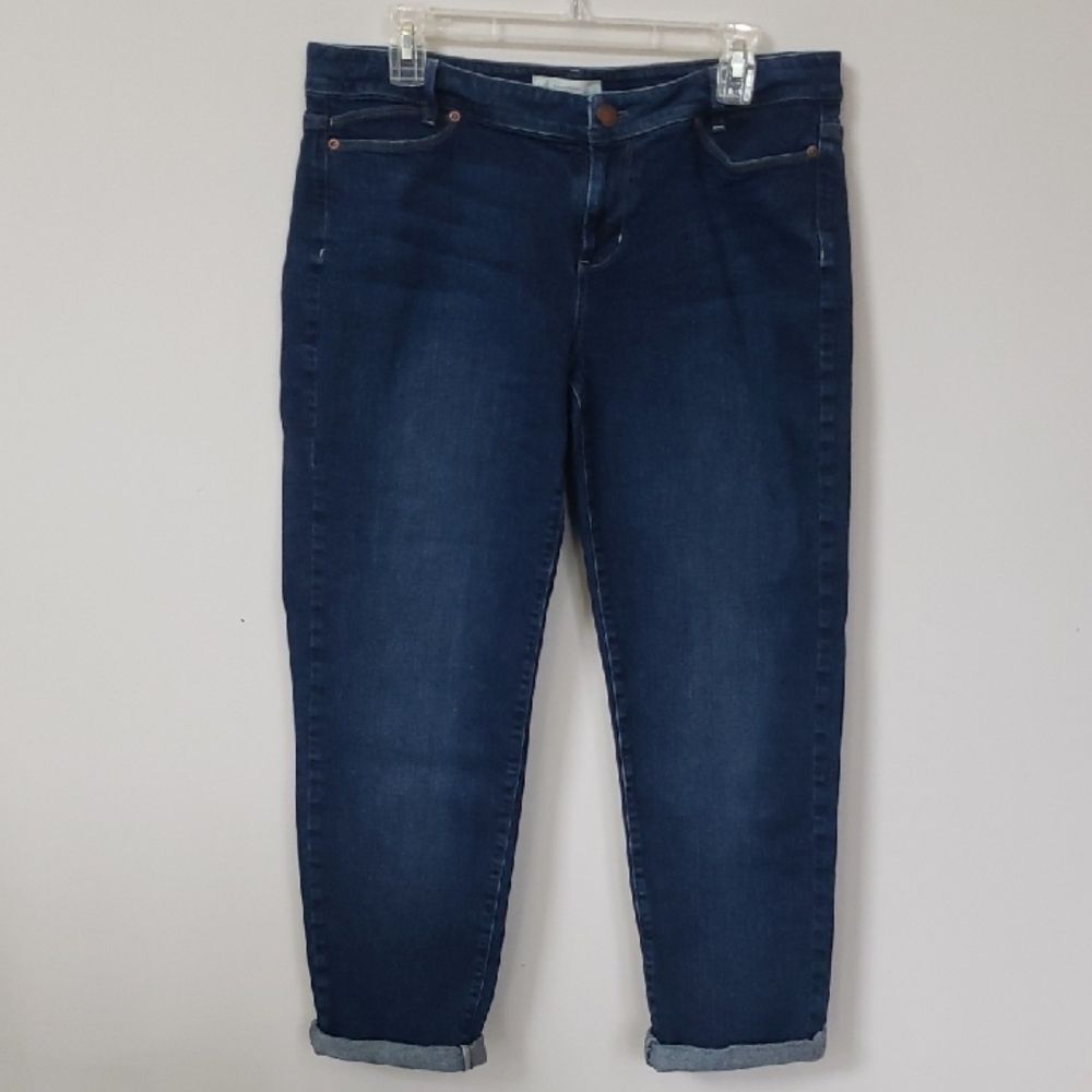 J. Jill Denim Womens 12P Dark Indigo Slim Boyfriend Straight Leg Jeans